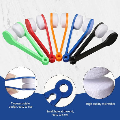 30 Pieces Mini Sun Glasses Eyeglass Microfiber Cleaner Glasses Soft Brush Tool Accessories Mini Spectacles Brush Cleaning Tool Eyeglasses Cleaner Microfiber Cleaning Clip, 5 Colors