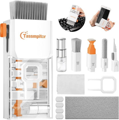 Tassmpitor Laptop Cleaning Kit, All in 1 Keyboard Cleaning kit for MacBook iPad iPhone, Compact Keyboard Cleaner with Brush and Spray for Tablet, Airpods, Earbud, Computer Screen, PC Monitor, White