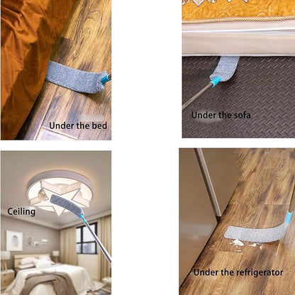 2026 New Retractable Gap Dust Cleaner with 3 Microfiber Dusting Cloths,Flat Duster,Extendable Under Furniture Duster Cleaning Tool,Reusable Washable Dusting Wand for Ceiling,Furniture (2SET)