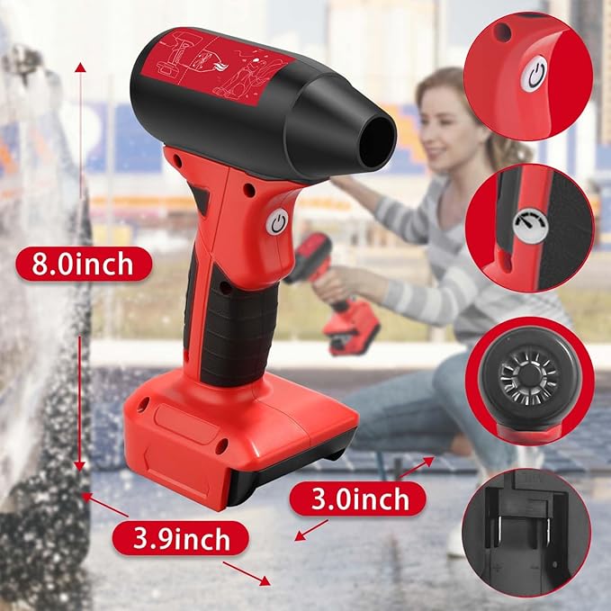Cordless Leaf Blower, 130000 RPM High Speed Jet Fan, Compatible with Craftsman 20V Battery, Lightweight Handheld Electric Blower for Lawn Care, Yard, Patio, Dust & Debris Cleaning