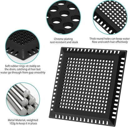 Hair Catcher/Drain Strainer/Shower Drain Cover for Bathroom Floor Drain, Stainless Steel and Silicone (Patented Product)