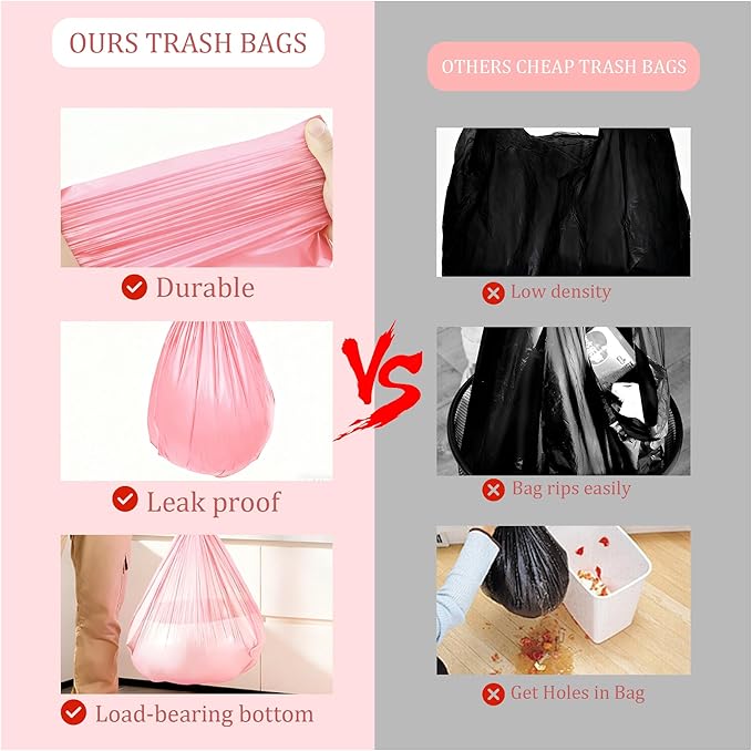YHEEL Small Trash Bags 4 Gallon: Colored Bathroom Trash Bags Unscented Small Garbage Bags Strong Leak-Proof Trash Liners or Office Bedroom - 120 Counts