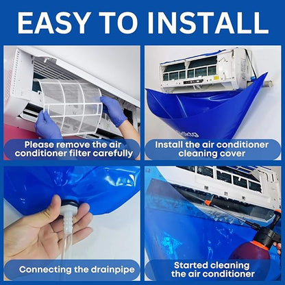 Oiktylr Mini Split Cleaning Kit Bag with 2L High Pressure Sprayer, Air Conditioner Cleaning Kit with Waterproof PVC AC Cleaning Cover Bib with HVAC Cleaning Tools, Large