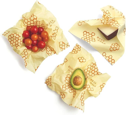 Bee's Wrap Beeswax Wraps for Food - 3 Pack of Medium Beeswax Wraps - Plastic Free Made in USA Reusable Natural Food Wrap - Honeycomb Print
