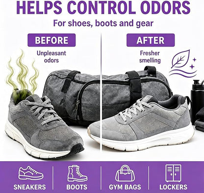 Knixmax Shoe Deodorizer Balls, Odor Eater Ball for Sneakers Boots Mules, Air Fresheners for Gym Gear Bags Lockers, Lavender scent, Pack of 6, Purple