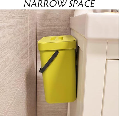stonespace Small Kitchen Trash Can with Lid, Compost Bin Indoor Kitchen Sealed, Under Sink Trash Can, 5 L/1.3 Gallon Plastic Trash Bin, Green