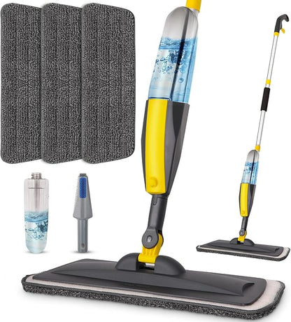 Mops for Floor Cleaning, Spray Mop with 400ml Refillable Bottle and 3 Replacement Pads Dry Wet Floor Household or Commercial Hardwood Laminate Tile Ceramic