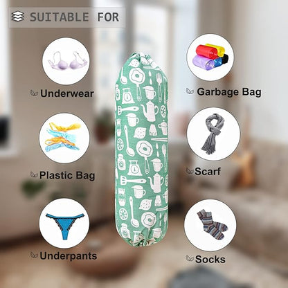 Plastic Bag Holder, Wall Mount Plastic Bag Organizer, Shopping Bags Carrier, Washable Large Grocery Bag Storage Dispenser for Home Kitchen Travelling, Free Adjustment with Drawstring (kitchen)