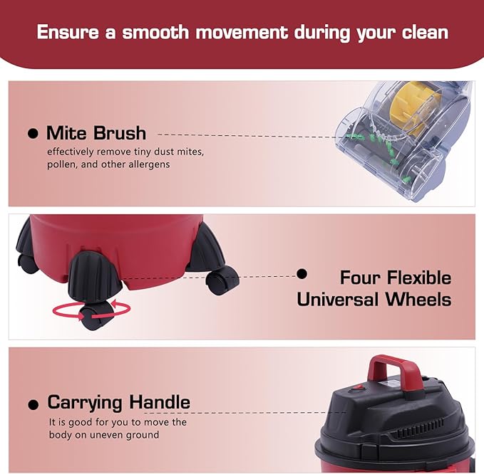 3 in 1 Wet Dry Vacuum Cleaner 4 Gallon Shop Vacuum 1000W Portable Wet Dry Vac with Blower Function Floor Cleaner for Cleaning Car, Boat, Pet Hair, Hard Floor