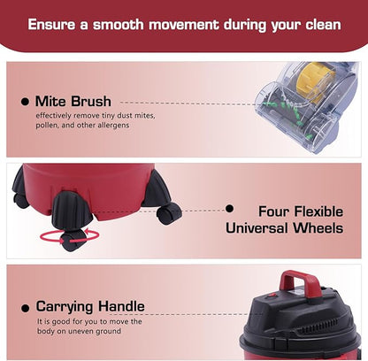 3 in 1 Wet Dry Vacuum Cleaner 4 Gallon Shop Vacuum 1000W Portable Wet Dry Vac with Blower Function Floor Cleaner for Cleaning Car, Boat, Pet Hair, Hard Floor