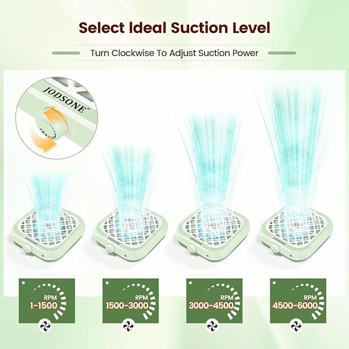 JODSONE 6000RPM Mini Nail Dust Collector Powerful Suction Portable PocketSized Nail Salon with 30 Filters Green