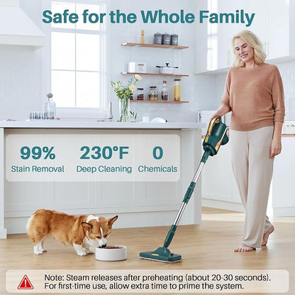 6 in1 Steam Mop Dual-Rod Design with Detachable Handheld Steamer, 300ML Removable Tank,23 FT Power Cable,includes Multi-purpose Accessories,Steam Mops for Floor Cleaning,Windows,Tile Grout.