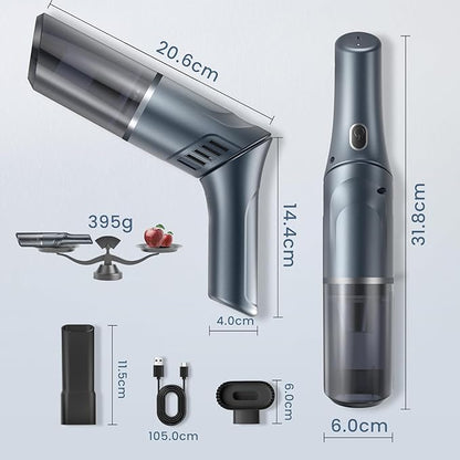 Cordless Car Vacuum Cleaner - Portable Handheld Vacuum with 90° Adjustable Handle,120W / 15000Pa Rechargeable Mini Dust Buster for Cars,Carpets and Pet Hair