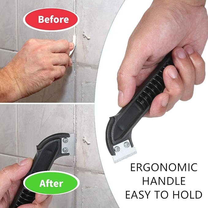 2 Pcs Grout Removal Tool Professional Grout Scraping Rake Tool Grout Remover Carbide scraper for Tile Cleaning, Grouting Tool,Ideal for DIY and Professional Use, Grout Rake Scraping Tool(Black)