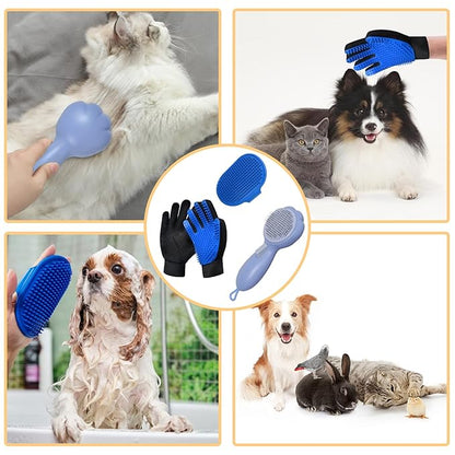 Cat Grooming Glove Brush,Self-Cleaning Slicker Pet Brush for Short and Long Haired pats,Dog Bath Brush for Shedding and Grooming,Removes Loose Hair and Tangles,Promote Circulation