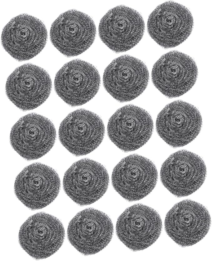Cabilock 20pcs Pan Cleaning Scrubbers Metal Scrubber Balls for Pot Grill and Oven Cleaning Non-Shedding Kitchen Tool