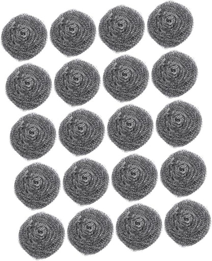 Cabilock 20pcs Pan Cleaning Scrubbers Metal Scrubber Balls for Pot Grill and Oven Cleaning Non-Shedding Kitchen Tool