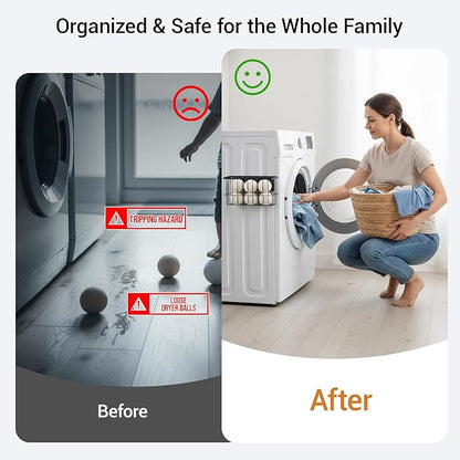 FAMNONE 1 Pcs Magnetic Basket Fridge Dryer Ball Holder for Laundry Room Organization and Storage, Magnetic Lint Bin Home Organization for Laundry Room, Kitchen & Office Class School (Black, L-1pcs)