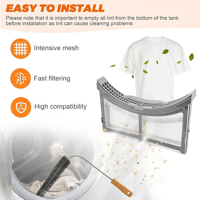 【𝟮𝟬𝟮𝟲 𝗨𝗽𝗴𝗿𝗮𝗱𝗲𝗱】DC61-02595A Dryer Lint Filter Case Screen WITH UPGRADDED BRUSH - Replacement for Samsung Dryer DV42H5200EW/A3 DV42H5000EW/A3 DV45K6500EV/A3 DV42H5200EP/A3 by Beaquicy
