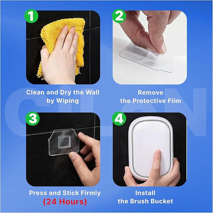 CiLoN Disposable Toilet Cleaning System + 30 Carry Detergent Disposal Toilet Bowl Brush Refills. Space-Saving Wall Mounted Toilet Brush and Holder for Modern Bathrooms. (Starter Kit + 30 Brush)