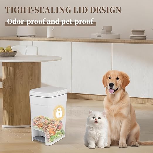 JiatuA Small Bathroom Trash Can with Lid Soft Close, 4 Gallon Step Garbage Can Slim Trash Bin Wastebasket for Kitchen Bedroom Office Living Room Toilet College Dorm, White