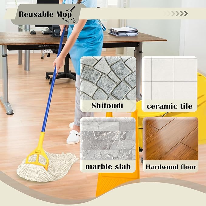 Mop Head Replacement,Commercial Mop Heads,Cotton Washable Industrial Mop Head,6 Inch Heavy Duty Mop Heads,Wet Industrial Cleaning Mop Head for Home,Industrial and Commercial Use Clean（White）