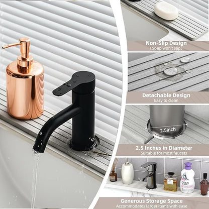 Diatomite Sink Splash Guard - DryingNeat Kitchen Faucet Mat, Instant Dry Water Absorbing Stone Tray for Sink, Durable Protector for Kitchen Bathroom Counter [Light Grey]
