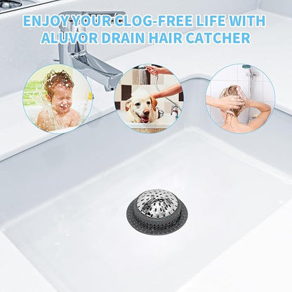 Aluvor Shower Drain Hair Catcher, Shower Drain Cover, Bathtub Drain Hair Catcher for Pop-Up & Regular Drains