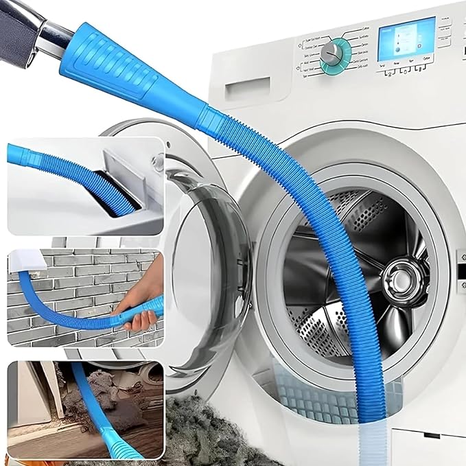 5 Pieces Dryer Vent Cleaner Kit Universal Vacuum Hose Attachment and Flexible Lint Brush for Quick Dryer Duct Cleaning & Lint Remover, Blue