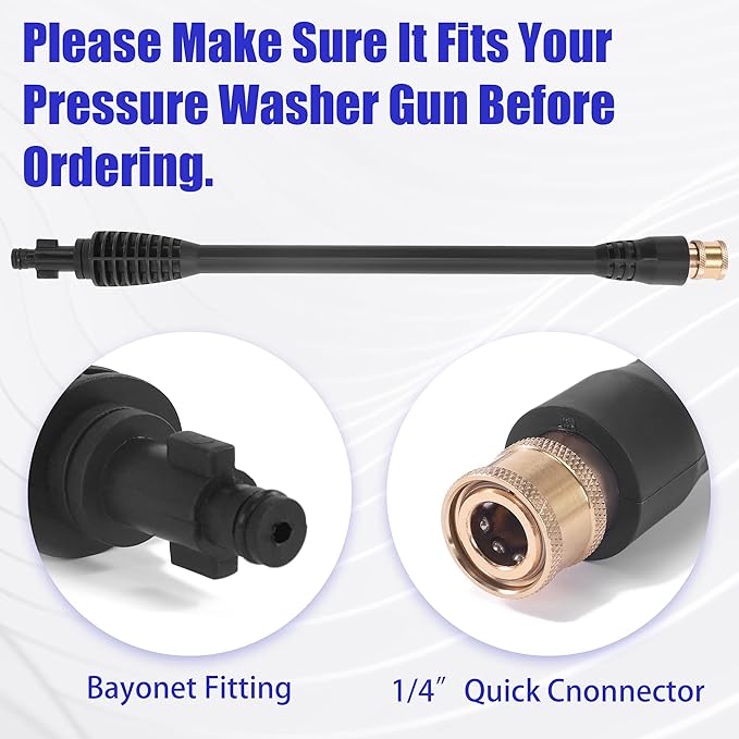 FIXFANS Pressure Washer Wand Replacement, 16 Inch Power Washer Wand with 1/4” Quick Connect, 5 Spray Nozzles, 1 Tips Holder, Compatible with Some Ryobi, Portland, Husky Pressure Washers Black