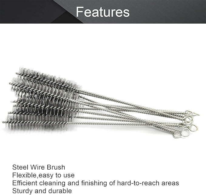 Utoolmart Steel Wire Cleaning Brush, Spiral Power Tube Brush, Steel Wire Tube Brush Cleaning Tool, Tube Bottle Brush, 1.0-inch Diameter 12-inch Length, 10pcs