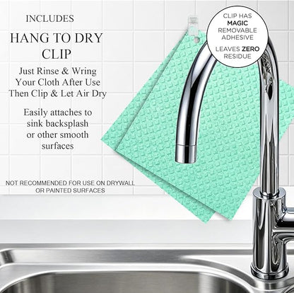 6 Packs Swedish Kitchen Dish Cloths - Reusable Paper Towels for Counters & Dishes - Eco-Friendly Cellulose Sponge Cloth (Green)