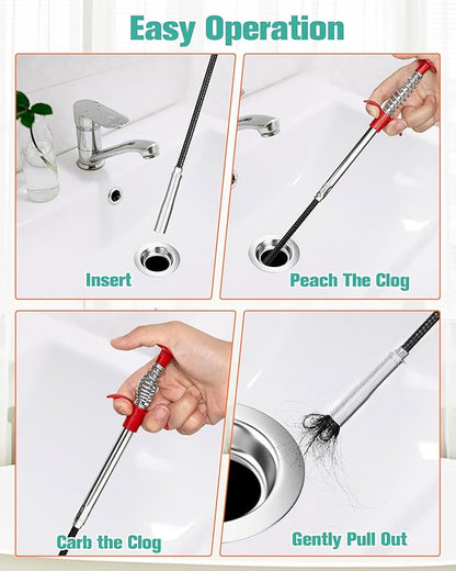 Oanie 7 Pack Drain Cleaner - 25inch Hair Clog Remover Tool, Sticks To Drain Hair, Sink Snake for Shower, Kitchen Sink, Bath Tub, Bathroom