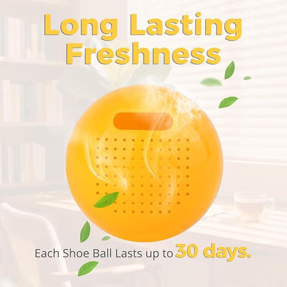 Knixmax Shoe Deodorizer Balls Strong, Odor Eliminator for Sneaker Gym Bag Closet Locker, Work Boot Drawer Freshener, Unpleasant Smell Remover Ball for Men Women Teens, 6 Packs Vanilla Mint Lemon