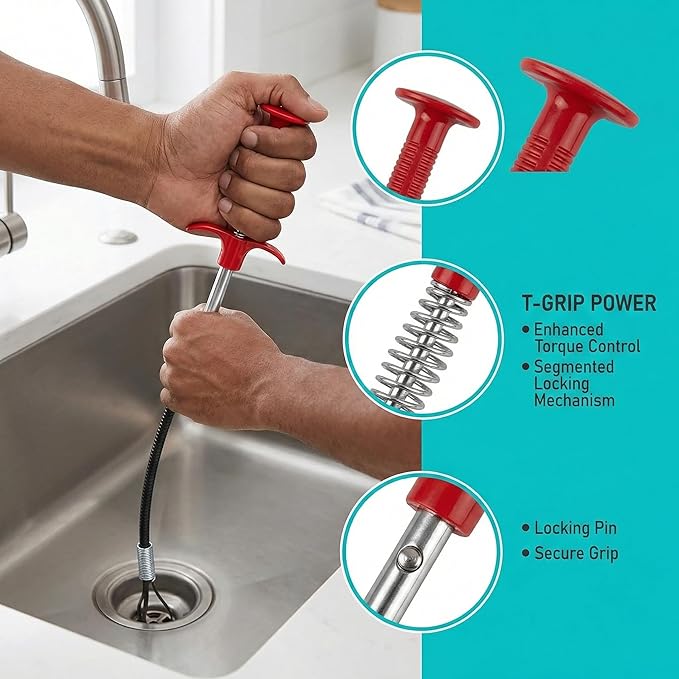 35 inch Drain Snake Hair Drain Clog Remover Tool,Flexible Grabber Claw Pick Up Reacher Tool for Litter Pick, Toilet, Sewer, Shower, Kitchen Sink