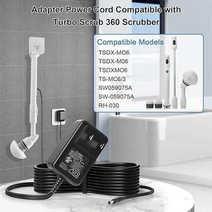 Power Cord for Turbo Scrub 360 Scrubber Brush Spin RH030 TSDX-MO6 TS-MC63 TSDX-M06 SW059075A AC Adapter Charger Power Supply with UL Listed