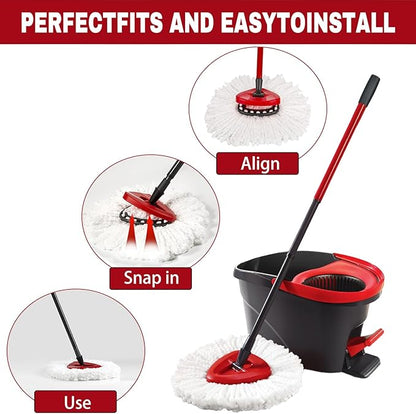 10 Pack Spin Mop Replacement Heads, Mop Replace Head Easywring 1-Tank System, Mop Head Replacement for Hardwood Floor Cleaning, Machine Washable and Easy to Replace