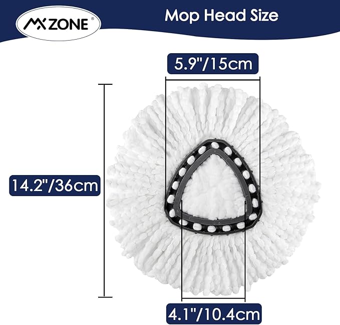Spin Replacement Heads Microfiber Refill Compatible with O Ceda Easywring, White, 3 Packs