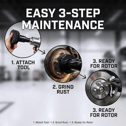 Wheel Hub & Stud Cleaning Tool Kit，Rust Removal Disc for Cars & Light Trucks，Fits 1/2" Impact Wrench & Drill，Rapidly Cleans Rotors, Hubs & Wheel Studs for Brake Jobs