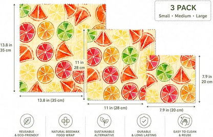 Beeswax Food Wraps – 3 Pack (Small, Medium & Large)