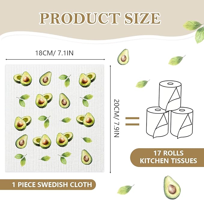 Mixed Fruit Swedish Kitchen Dishcloths Dish Towels 6 Pack, Fruit Dish Towels for Kitchen, Swedish Dishcloth with Lemon, Paper Towels Reusable, Dish Cloth Towel Cleaning Wipe for Home Party