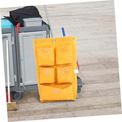 Waterproof Janitorial Bag for Cleaning Carts Sturdy Canvas Housekeeping Supply Organizer 10-Piece Capacity Collection Bag for Hotels and Commercial Use