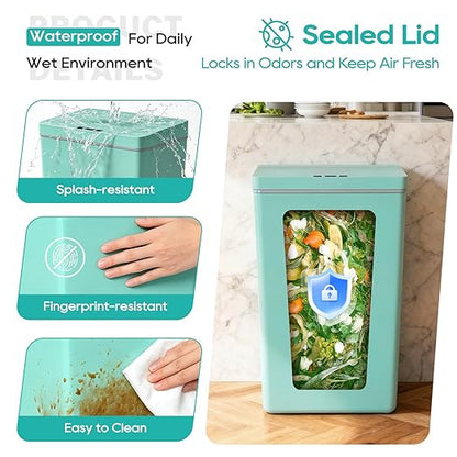 BestOffice 13 Gallon Trash Can Plastic Kitchen Trash Can Automatic Touch Free High-Capacity Garbage Can with Lid for Bedroom Bathroom Home Office 50 Liter Blue