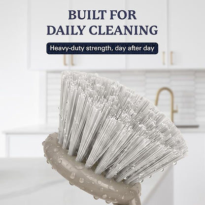 Farberware Dish Brush with Handle – 2 Pack Kitchen Scrub Brush for Dishes, Non-Scratch Dishwashing Brush Set with Firm Bristles for Pots, Pans, & Sink, Soft Grip Handles for Everyday Cleaning