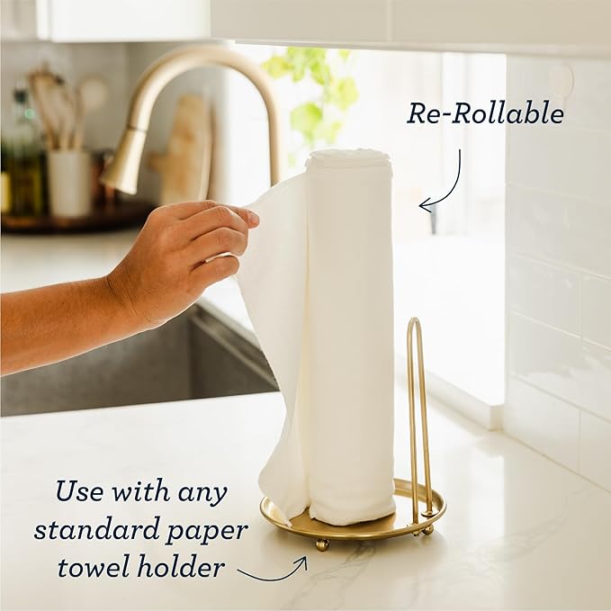 Esembly Reusable Cotton Paperless Towels - Washable Kitchen Towels with Storage Tube | Organic, Absorbent, Fits Standard Holders | Zero Waste Cleaning Solution - Refill, 12-Pack