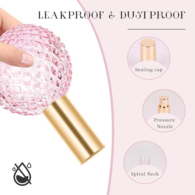 Pink Vintage Perfume Bottles Empty, 3.4oz 100ml Refillable Glass Perfume Atomizer, Reusable Travel Cologne Dispenser for Liquid Cosmetic Home Decor