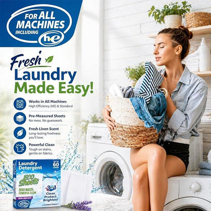 Complete Laundry Kit – Laundry Detergent Sheets, Wool Dryer Balls & Essential Oils – 3 Sheet Packs + 6 XL Puppy Dryer Balls + 6 Scent Oils for Natural Clean, Soft & Fresh Laundry