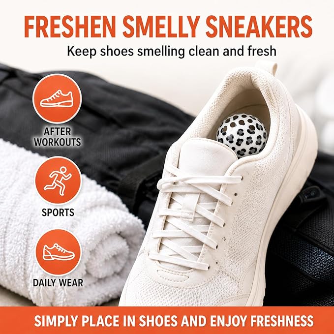 Knixmax Sneaker Deodorizer Shoe Freshener Balls, Odor Eaters for Shoes Boots Mules, Smell Eliminator Ball for Gym Gear Bags and Lockers, Fresh Linen Scent, Pack of 6 Leopard