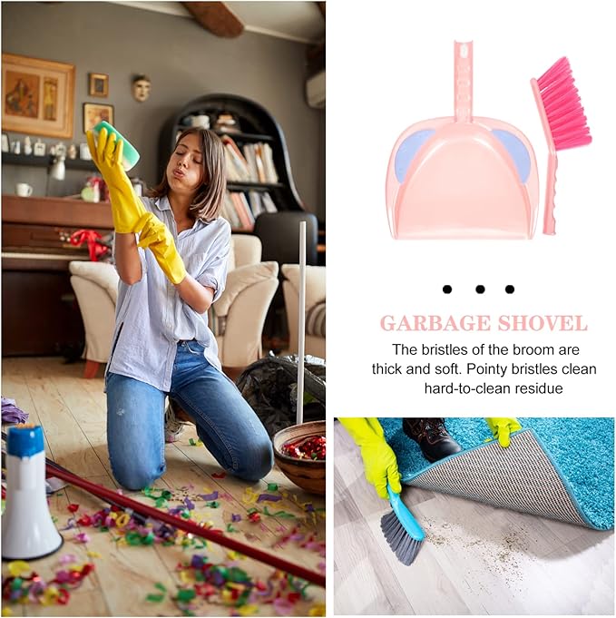 Zerodeko 1set Dustpan and Whisk Broom Set Compact Cleaning Brush and Dustpan for Household Use for Desktop and Pet Hair Cleanup Convenient Storage