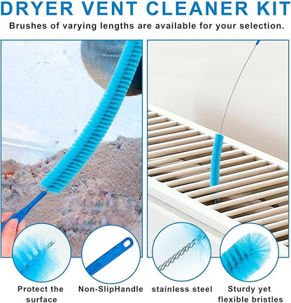 4 Pieces Dryer Vent Cleaner Kit‌ with ‌Lint Brush‌ – Professional ‌Dryer Vent Brush‌, ‌Flexible Cleaning Tools‌ for ‌Lint Trap‌, ‌Appliance Brush‌ & ‌Dryer Filter‌,dryer vacuum hose attachment